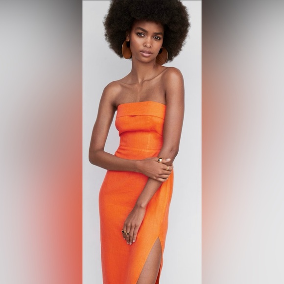 Mango Strapless linen dress - Picture 4 of 11